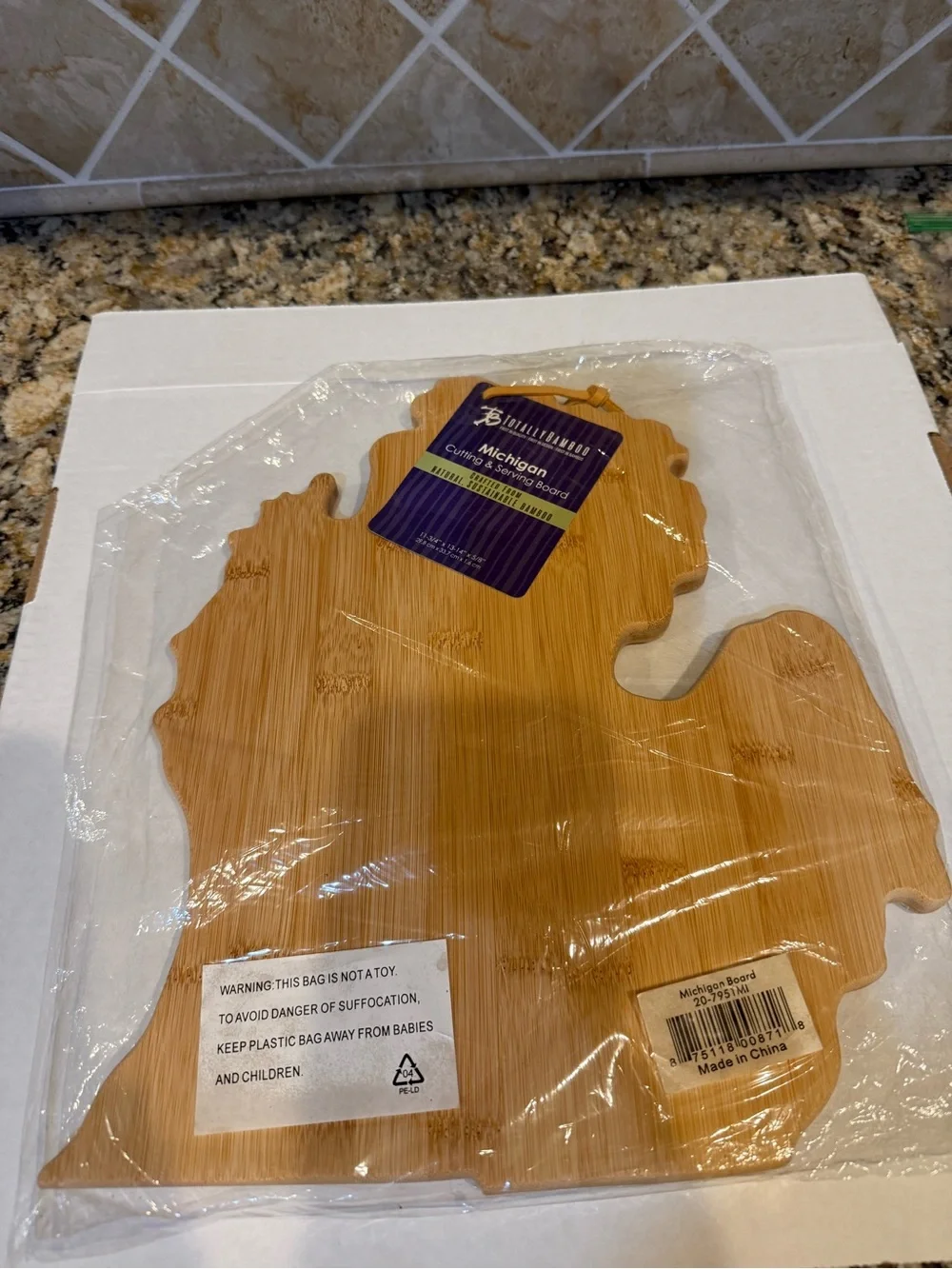 Totally Bamboo Michigan State Shaped Serving & Cutting Board Heart of Lansing